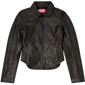 Diesel, Dames, Jassen, Zwart, Maat: 2XS Leer,