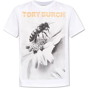 Tory Burch, Dames, Tops, Wit, Maat: L Katoen,
