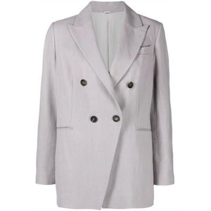 Brunello Cucinelli, Dames, Jassen, Grijs, Maat: M Linnen,