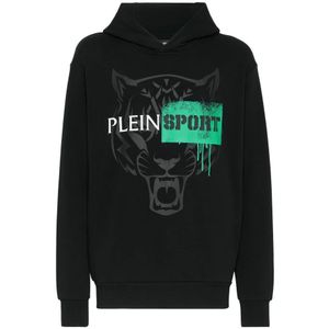 Plein Sport, Heren, Sweatshirts & Hoodies, Zwart, Maat: L Katoen,