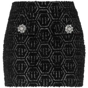 Philipp Plein - Mini Rok Monogram - Zwart - Polyester