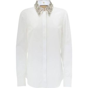 Gucci, Dames, Blouses & Shirts, Wit, Maat: S Katoen,