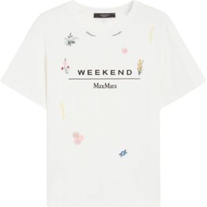 Weekend Max Maravoor vrouwen. 2515971042600 T-shirt Olga wit (M), Casual, Katoen, Vlas, Korte mouwen