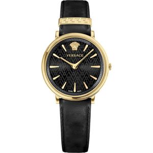 Versace Zwart en Goud Cirkel Horloge , Black , Dames , Maat: ONE Size