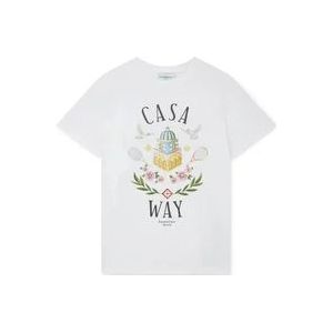 Casablanca Casa Way Wit Organisch Katoenen T-Shirt , White , Heren , Maat: M