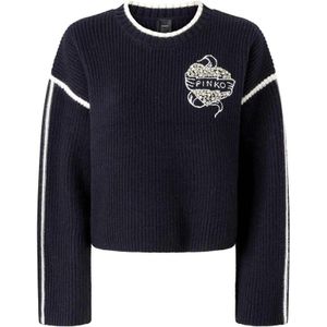 Pinko, Dames, Truien, Blauw, Maat: L Wol,