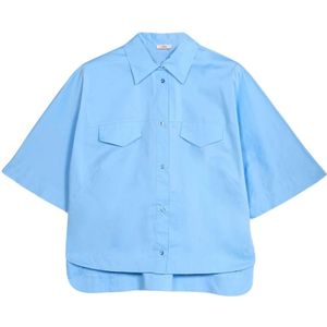 Oltre, Dames, Blouses & Shirts, Blauw, Maat: XL Katoen,