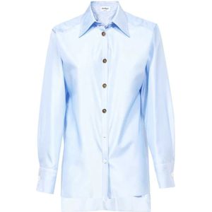 Ferragamo, Dames, Blouses & Shirts, Blauw, Maat: 2XS Katoen,