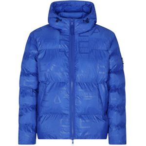 EA7 Emporio Armani - Gewatteerde Jas - Blauw - Met Capuchon en Ritssluiting