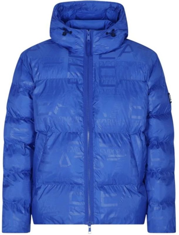 EA7 Emporio Armani - Gewatteerde Jas - Blauw - Met Capuchon en Ritssluiting