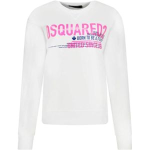Dsquared2, Dames, Sweatshirts & Hoodies, Wit, Maat: S Katoen,