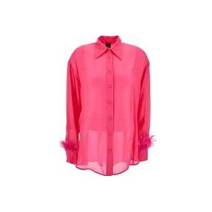Pinko Roze Shirt met Veren , Pink , Dames , Maat: M