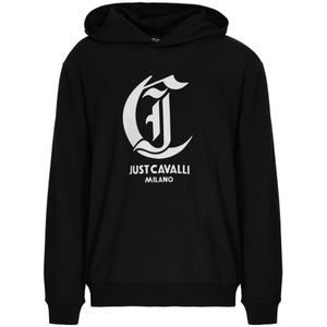 Just Cavalli, Heren, Sweatshirts & Hoodies, Zwart, Maat: M Katoen,