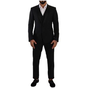 Dolce & Gabbana, Heren, Pakken, Zwart, Maat: L Wol,