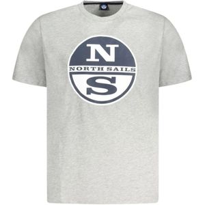 North Sails - Grafisch Katoenen Crew Neck T-Shirt - Grijs - Heren
