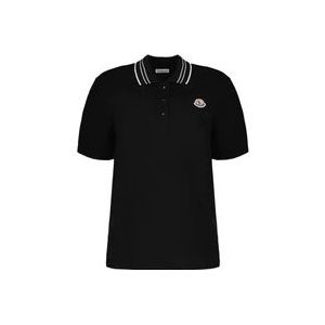 Moncler Polo T-Shirt met Relaxte Pasvorm , Black , Dames , Maat: M