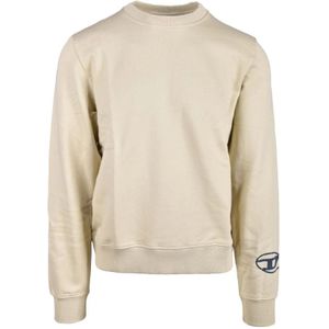 Diesel, Heren, Sweatshirts & Hoodies, Beige, Maat: 2XL Katoen,