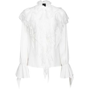 Pinko - Zijden Blouse met Ruffles - Wit - Dames