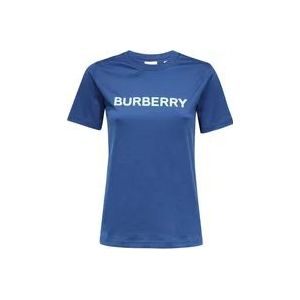 Burberry Blauw T-shirt - Regular Fit - Geschikt voor alle temperaturen - 96% katoen - 4% elastaan , Blue , Dames , Maat: XS