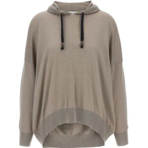 Brunello Cucinelli, Dames, Sweatshirts & Hoodies, Beige, Maat: M Zijde,