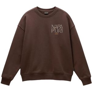 Napapijri, Dames, Sweatshirts & Hoodies, Bruin, Maat: M Katoen,