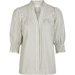 Neo Noir - Gestreepte Crepe Blouse - Bruin - Katoen - Dames