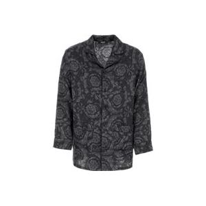 Versace Satin Pyjama Shirt , Black , Heren , Maat: XL
