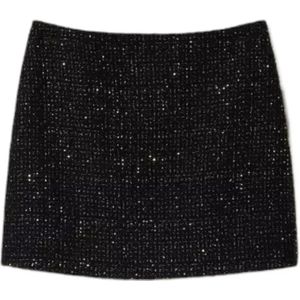 Twinset Bouclé Rok met Pailletten , Black , Dames , Maat: M