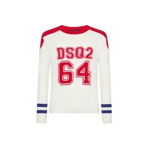 Dsquared2 Gebreide Katoenen Ronde Hals Pullover , White , Heren , Maat: XL