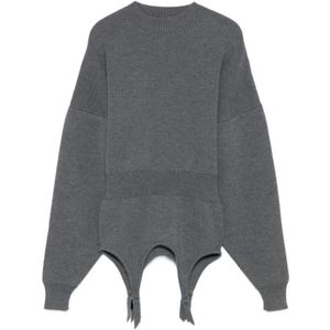 Jean Paul Gaultier, Dames, Truien, Grijs, Maat: M Leer,