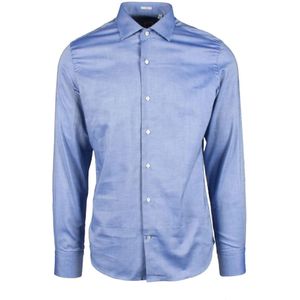 Himon's, Heren, Overhemden, Blauw, Maat: L Katoen,