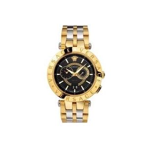 Versace Luxe Dualtimer Horloge met Greca Design , Yellow , Heren , Maat: ONE Size