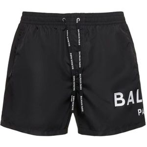 Balmain Logo Tech Zwemshorts in Zwart , Black , Heren , Maat: XL