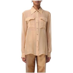 Alberta Ferretti, Dames, Blouses & Shirts, Beige, Maat: M Zijde,