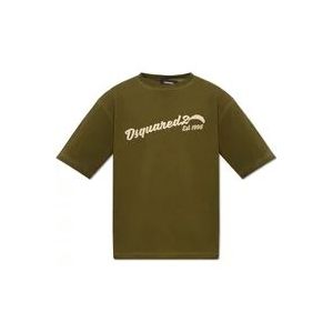 Dsquared2 T-shirt met logo , Green , Heren , Maat: 3XL