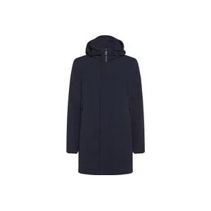 Peuterey Minimalistische Technische Drielaagse Trenchcoat , Blue , Heren , Maat: M