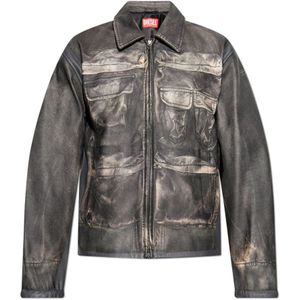 Diesel, Heren, Jassen, Bruin, Maat: S Leer,