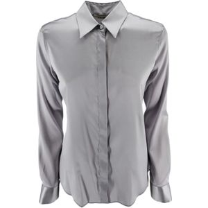 Caliban, Dames, Blouses & Shirts, Grijs, Maat: 2XL Satijn,