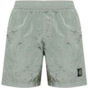 Stone Island, Heren, Korte broeken, Groen, Maat: M Polyamide,