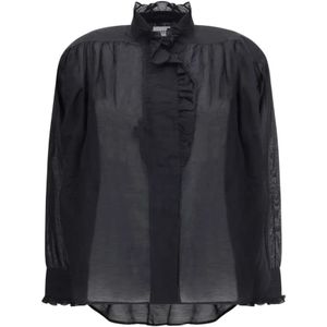 Marant étoile, Dames, Blouses & Shirts, Zwart, Maat: S Katoen,