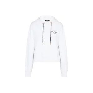 Balmain Flocked Paris hoodie , White , Dames , Maat: L