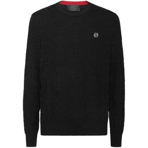 Philipp Plein, Heren, Truien, Zwart, Maat: 3XL Zijde,