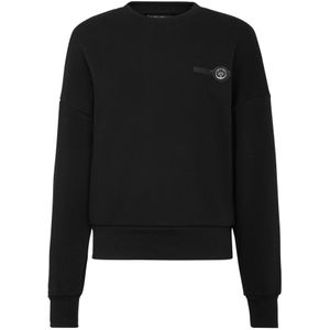 Plein Sport - Sweatshirt Basic - Zwart - Dames - Katoenmix - Lichtgewicht Fleece