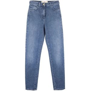 Elisabetta Franchi, Dames, Jeans, Blauw, Maat: W26 Katoen,