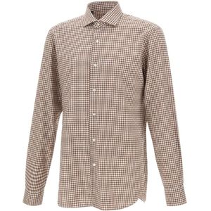 Barba, Heren, Overhemden, Bruin, Maat: M Katoen,