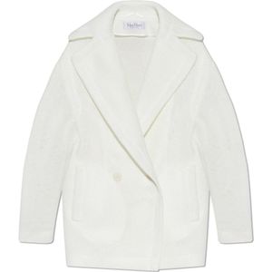 Max Mara, Dames, Mantels, Wit, Maat: M Leer,
