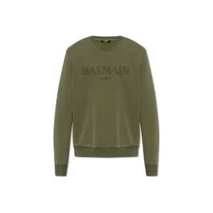 Balmain Sweatshirt met logo print , Green , Heren , Maat: XS