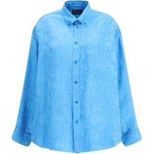 Balenciaga, Dames, Blouses & Shirts, Blauw, Maat: S Zijde,