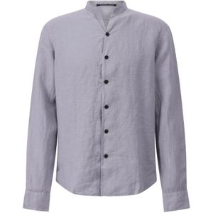 Hannes Roether, Heren, Overhemden, Grijs, Maat: L Linnen,