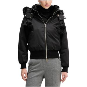 Moose Knuckles, Dames, Jassen, Zwart, Maat: S Leer,